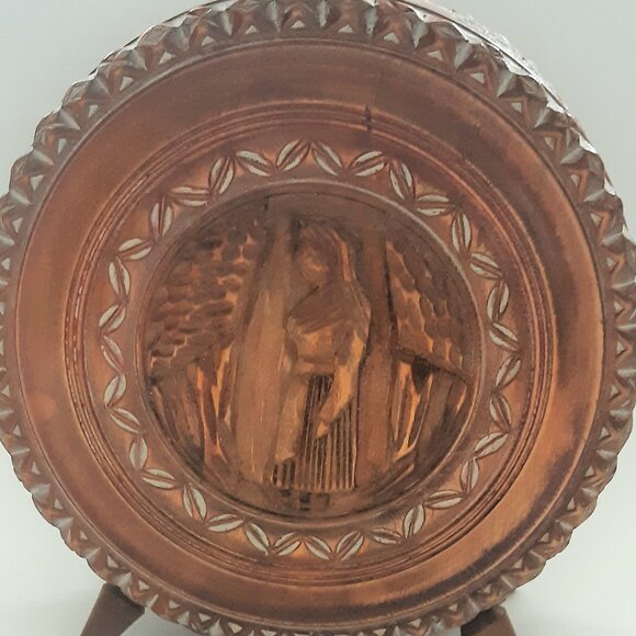 VTG Hand Carved Wooden Flask Canteen Bottle Decanter Rare - Picture 10 of 11